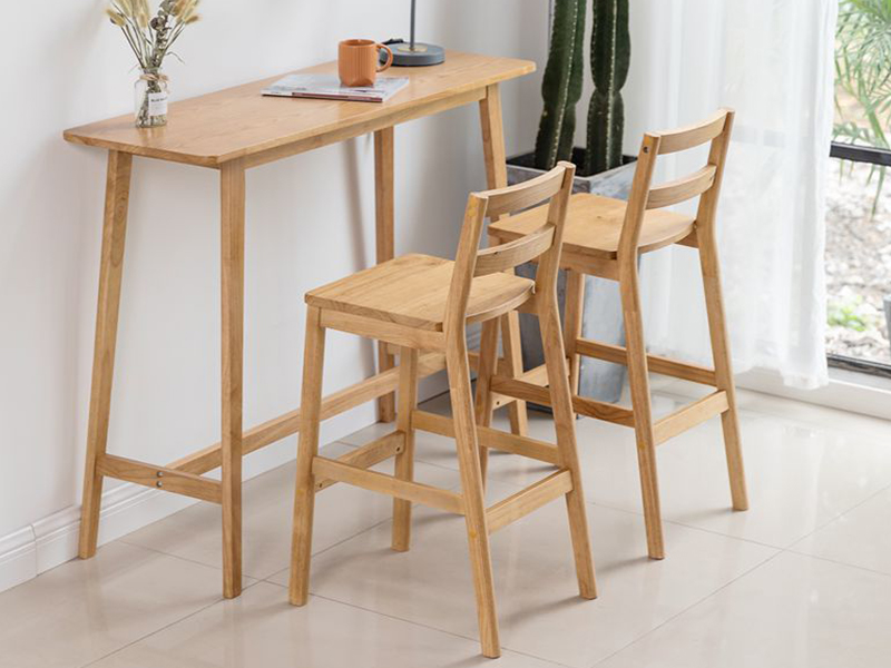 set meja makan bar kayu dalam ruangan, kursi bar dengan furnitur meja tinggi yq-k2006