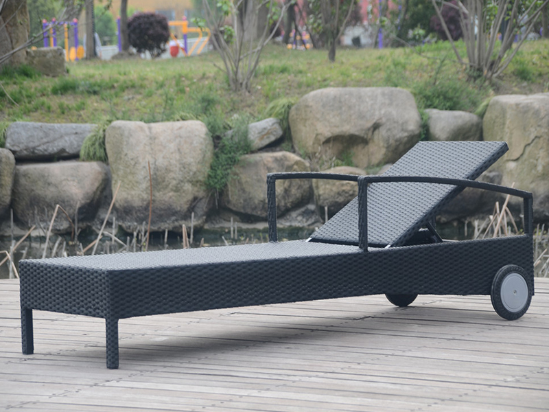 Outdoor Rotane Lounge, Aluminium Rotan Daybed dengan Roda YQ-RB-439