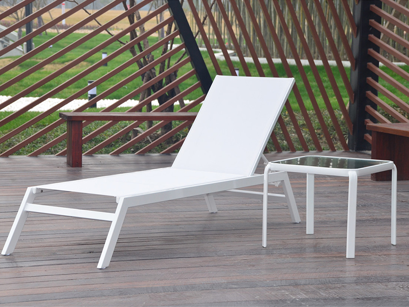 Lounge bingkai aluminium yang dapat ditumpuk, furnitur luar ruangan, ruang santai luar ruangan YQ-TB-506