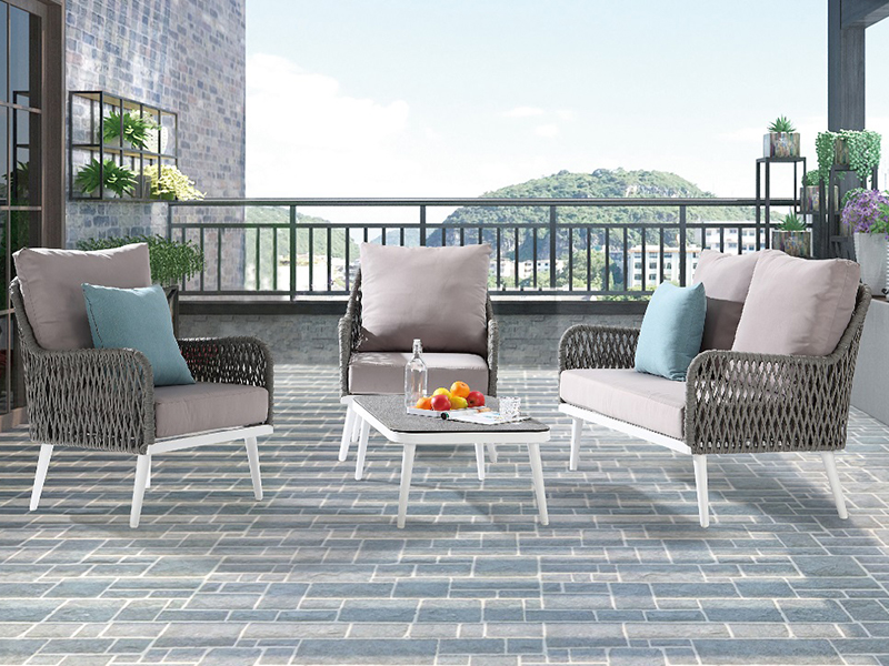 Modern Leisure Outdoor Furniture Garden Patio Aluminium Frame and Rope Sofa Set Pool Side Rope Sofa YQC-2752