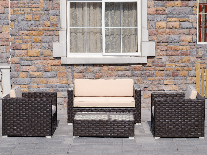 Sofa Weaving Weaving Sofa, sofa santai luar ruangan, 4pcs furnitur luar ruangan YQR-124C