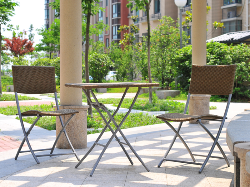 Set kursi lipat rotan outdoor, 3pcs foldin patio furniture yqr-138