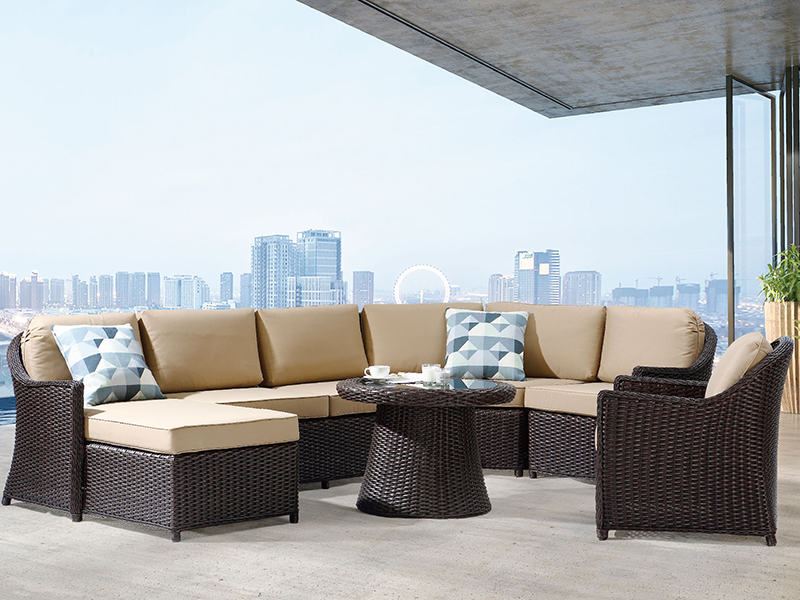 Rotan sofa sectional bingkai furnitur outdoor yqr-1603