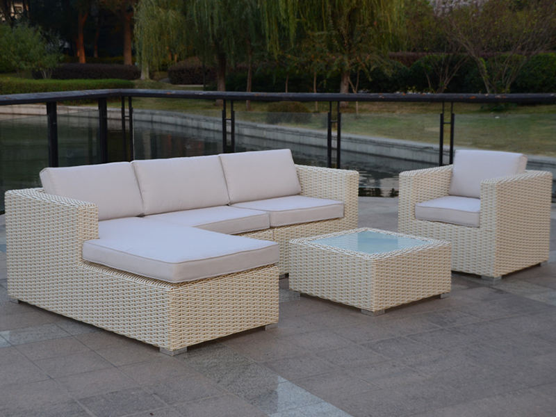Set Sofa Rattan Luar Ruang, Furnitur Lounge Bingkai Aluminium Rattan, YQR-410A