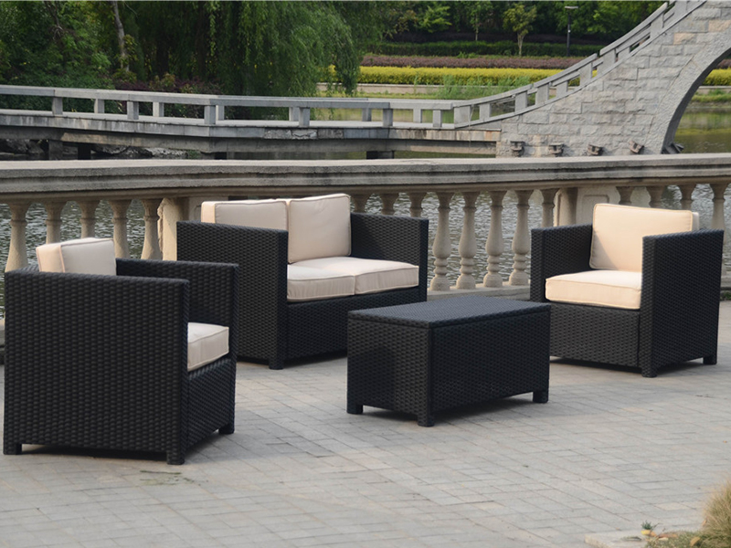 Set Sofa Rattan, semua desain KD, furnitur taman bingkai aluminium YQR-457